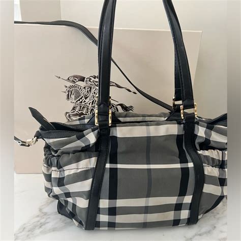 burberry diaper tote bag black check|designer diaper bags burberry.